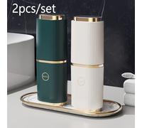 TEMU 2-Pack Portátil Cepillo de Dientes Contenedores de Viaje - A Prueba de Fugas Pasta de Dientes y Herramientas Dentales de Almacenamiento Set con Enjuague Bucal Taza, Sin Alcohol