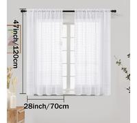 TEMU 2 Paneles, Cortinas Transparentes Blancas con y Adorables , Tratamientos de Ventana Jacquard Acolchados, Gasa que para Dormitorio, , Bolsillo para Barra, Lavable