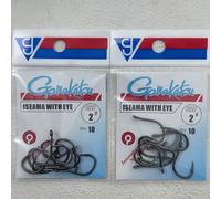 TEMU 2 Paquetes de anzuelos de pesca de acero al carbono negro con orificio para señuelo, anzuelo multi-especie