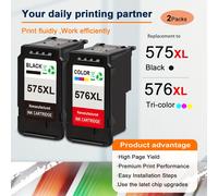 TEMU 2 Paquetes de Cartuchos de Impresora Remanufacturados PG-575XL CL-576XL | Compatibles con Cartuchos Canon 575 576 XL para TS3550i TS3551i TS3750i TS3751i TS3752i TR4750i TR475