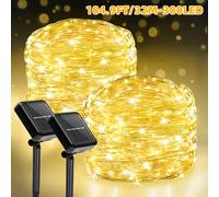 TEMU 2 Paquetes de Luces Solares para Exteriores - 300/100/50 LED Luces de Intermitentes con 8 de Iluminación y Diseño de Formas DIY, Luces Decorativas para Jardín, Árbol, , Fiestas y Navidad IPX4