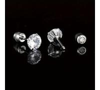 TEMU 2 piezas/1 par de aretes minimalistas de moda europea y americana en acero inoxidable 316L con incrustaciones, tapones de oreja de con tachuelas incrustadas, dos opciones de color