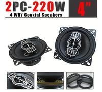 TEMU 2 Piezas Altavoces Coaxiales HiFi de 4 Pulgadas (2*220W) 4 Vías para Puertas de Auto, Audio Estéreo de con Completo de