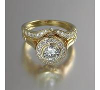 TEMU 2 Piezas Anillo Halo con Zirconia Sintética , Anillo de y Boda Dorado para Novia, Joyería para Fiestas