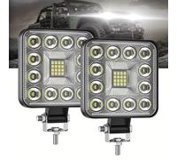 TEMU 2 Piezas Barra de Luz LED 3030 SMD Redonda 63W Cuadrada 84W Super Haz Combinado Spot Flood 6500K DC12-24V Foco para Coche Camión 4x4 4WD Antiniebla