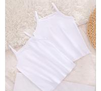 TEMU 2 Piezas Blusas Sin para Niñas - Camiseta de Color Sólido, Cuello Descubierto, Elasticidad Media, No Adecuada para Capas, Uniformes y Ropa Casual, Sin Relleno en el Pecho para Adolescentes