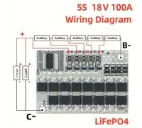 TEMU 2 piezas BMS 5S 4S 3S 100A 21V 18V 16.8V 12V Placa de Protector para Carga y en Li-ion, LMO Ternario, 18650