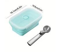 TEMU 2 piezas/conjunto de contenedores de silicona plegables para helado y cuchara - Ahorra , contenedores de almacenamiento de helado reutilizables, sin fugas, con , gadgets de cocina