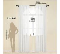 TEMU 2 piezas, Cortinas Blancas de Jacquard Transparentes con Estampado de Sauce para Ventanas desde el Techo y Decoraciones de Ventana