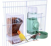 TEMU 2 piezas de alimentador automático de pájaros, regadera colgante, accesorios para jaulas de pájaros para loros, canarios, pájaros variados, sin batería.