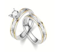 TEMU 2 Piezas de Anillos para Pareja en Acero Inoxidable 304 Arenado, Joyería Estilosa, Accesorios Modernos