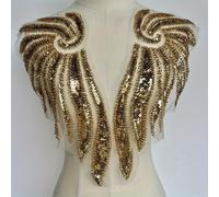 TEMU 2 Piezas de Aplicaciones de Encaje Bordado con Lentejuelas y Doradas para Vestidos de , Boda y Accesorios de