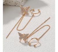 TEMU 2 Piezas de Aretes de con Cobre y Zirconia Sintética, Aretes de Hilo con Borlas, Elegantes Aretes de Botón para Mujer, Para Uso Diario