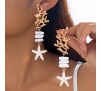 TEMU 2 Piezas de Aretes de Estrella de de Aleación y Esmalte, Estilo Playa y Vacaciones, Ideales para Uso Diario, Vacaciones y Regalos para Mujeres