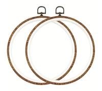 TEMU 2 piezas de Aros para Bordado, Punto de Cruz y Aguja Perforadora sin Deslizamiento de 8.4'' (21.5 cm) o 5.3'' (13.5 cm), Circular de Madera Imitada para Exhibición , Manualidades y Colgar