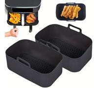 TEMU 2 Piezas de Bandeja de Silicona para Freidora de Aire, 7.67" X 4.92" Bandeja Cuadrada, Tapete Reutilizable para Hornear, Accesorio para Horno, Utensilio de Cocina, Compatible con DZ201