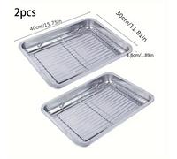 TEMU 2 Piezas de Bandeja para Hornear con y Rejilla Filtradora de Aceite - Bandeja de Goteo y Enfriamiento Fácil de Limpiar, para Cocina en Casa y Camping al