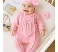 TEMU 2 piezas de Body de Invierno Abrigado para Bebé Niña con y Gorro - Conjunto de Larga, de Cuello , Lavable a Máquina para Sesiones de Fotos, Bautizos, para Harem (Ropa Femenina), para Exteriores