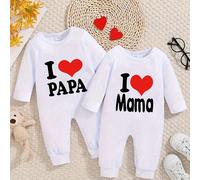 TEMU 2 Piezas de Body para Bebé Niño "AMO A PAPÁ & AMO A MAMÁ" - Mono con de Amor de , Conjunto con Estampado de para Sesión de Fotos, Ropa de Invierno Lavable a Máquina, Ideal para Exteriores