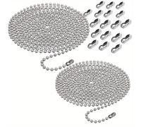 TEMU 2 piezas de cadena ciega de 3 metros/9,84 pies, 4,5 mm, cadena de persiana con cuentas, extensión de cadena de , cadena de persiana con cuentas y , con 10 conectores de cadena de persiana