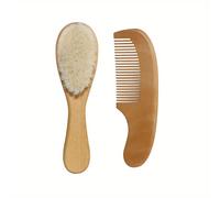 TEMU 2 Piezas de Cepillo y Peine de Madera, Peine para Masaje Capilar, Cepillo de Baño con Mango de para Uso en Casa o Viajes