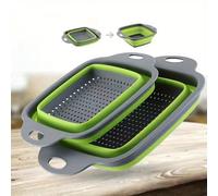 TEMU 2 Piezas de Cesta Plegable para Escurrir, Colador Portátil para Lavar , Cesta Expansible Cuadrada, Herramienta , Accesorios para el Hogar (, 1 Pequeña), Cesta de Cocina