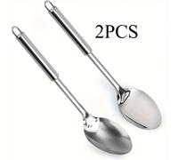 TEMU 2 Piezas de Cocina de Acero Inoxidable, Filtro Grande Plateado, Espátula para Mezclar, Sazonar y Servir en Cocina o Restaurante