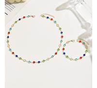 TEMU 2 Piezas de Conjunto de Joyería con Estrás Coloridos, Regalo para Mujeres - Cadena Artesanal con Ajustable