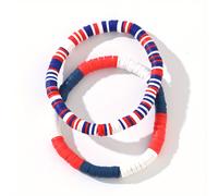 TEMU 2 piezas de conjunto de pulseras elásticas de arcilla blanda , y azul, estilo boho, material de arcilla , sin colgante, para hombres, accesorio casual | Pulsera | Pulsera de arcilla