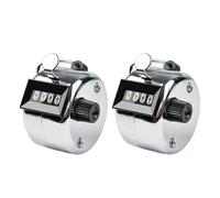 TEMU 2 piezas de contadores de de acero inoxidable con clicker de 4 dígitos - Reutilizables, sin batería para golf, carrera, pesca, entrenamiento y deportes - desde 0 9999, accesorios de golf
