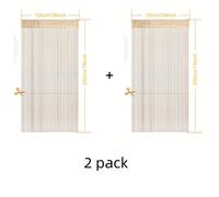 TEMU 2 Piezas de Cortinas Boho con Cuentas Brillantes - 39*79 Pulgadas, a , Diseño de Rayas, Ajustables, Material de Poliéster, Sin Forro, Tema Artístico, No Requiere Electricidad