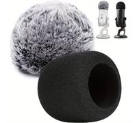 TEMU 2 piezas de Cubiertas para Micrófono Blue Yeti en Espuma y Peluche, Filtro Anti-Pop para Micrófono Condensador Blue Yeti Pro USB, Filtro Pop para Uso Interior y Exterior