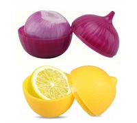 TEMU 2 Piezas de de Alimentos de Limón y Cebolla - Recipientes Plásticos Multiusos, para Congelador, Abatible, a , Sin Necesidad de Electricidad - Cajas de Preservación para