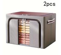 TEMU 2 Piezas de de Almacenamiento Plegable de 66L con Estructura de Acero y Tela Oxford, Organizador para Ropa y Edredones, Ideal para Dormitorio o Lavandería, Almacenamiento la Cama