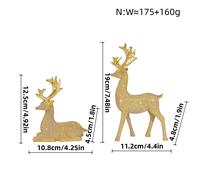 TEMU 2 Piezas de Decoración Navideña de Reno con Cuentas Doradas Brillantes, Adorno de Resina para Mesa en Navidad, Día de San Valentín, Año , Ideal para Estantes, Repisas y Cajas de Regalo, Halloween