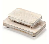 TEMU 2 Piezas de Elevadores de Madera para Exhibición, Soporte de Pedestal Vintage para Decoración de Cocina, Bandeja Apilable, No