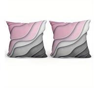 TEMU 2 piezas de fundas de almohada cortas de felpa con de ondas modernas, 17.7 pulgadas x 17.7 pulgadas, sin relleno, impresión de un solo , ideales para decoración de habitaciones, oficinas y