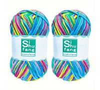 TEMU 2 piezas de Hilo de Leche en Colores , 5 Hebras, Multicolor, 100% Acrílico Mezclado para Tejer y Crochetar a , , Ideal para Gorros, Bufandas, Guantes, Mantas, Manualidades, etc. 1.69oz/pieza