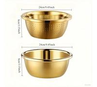 TEMU 2 Piezas de Juego de Cocina en Acero Inoxidable - Colador y Cesta Multiusos para Arroz/Frutas/Pasta, Olla para Sopa & de Huevos | para Lavavajillas, Anticorrosivo y Diseño Ahorrador de