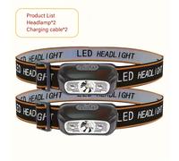 TEMU 2 Piezas de Linterna Frontal LED Recargable con Sensor de Movimiento, Mini Lámpara Portátil USB para Camping, Pesca y Actividades al Aire Libre