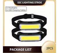 TEMU 2 piezas de Linterna Frontal Portátil LiHangStar Recargable por USB , Luz LED y Foco COB para Senderismo, Pesca, , Halloween, Navidad, Acción de Gracias, Diseño Metálico Duradero