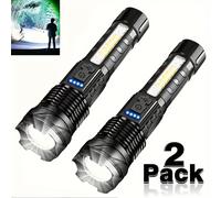 TEMU 2 piezas de linterna LED portátil con carga USB, XP50 potencia 350 , 1200mAh, diseño ergonómico duradero para camping y senderismo emergencias ( cable USB y batería), accesorios de , linterna de