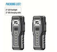 TEMU 2 Piezas de Linterna Portátil Super con 8 LED, Recargable por USB, Luz Dual y Blanca, 8 Bombillas, Indicador de Batería, Clip Metálico e Imán Inferior, Ideal para , Pesca Nocturna y Emergencias