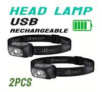 TEMU 2 Piezas de Linternas Frontales Recargables por USB, Portátiles con Ángulo Ajustable para Senderismo y Correr, Luz de Emergencia Exterior
