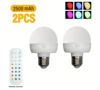 TEMU 2 piezas de Luces Inteligentes Recargables RGB con Base E26/E27, Bombilla de 15 Colores y Control Remoto Ajustable de Color y para , Dormitorio, Lámparas Colgantes y de Pie