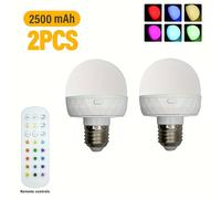 TEMU 2 piezas de luces LED recargables inteligentes RGB, base E26/E27, 15 colores, con control remoto ajustable de y , bombillas USB para sala, dormitorio o lámparas de suelo