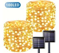 TEMU 2 Piezas de Luces Solares con Cable de Cobre - entre 50//200/300 LED para Decoración Navideña, Fiestas y Jardín, Guirnaldas Metálicas de Energía