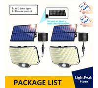 TEMU 2 Piezas de Luces Solares para Exterior con Sensor de Movimiento, Lámpara Solar Inteligente 234LED Recargable, 3 Controlables a Distancia y Decorativas Ideales para Jardín, , Patio o