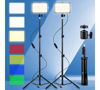 TEMU 2 piezas de luz de video de cámara LED con panel ajustable USB, 4 filtros de color, de 43 pulgadas, luz de estudio portátil para fotografía, grabación de video y transmisión , luz de lectura