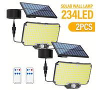 TEMU 2 piezas de luz solar inteligente para pared, 234 LED, foco con sensor de movimiento, proyector solar infrarrojo con control remoto, 3 , ideal para calles, terrazas, , camping y jardines